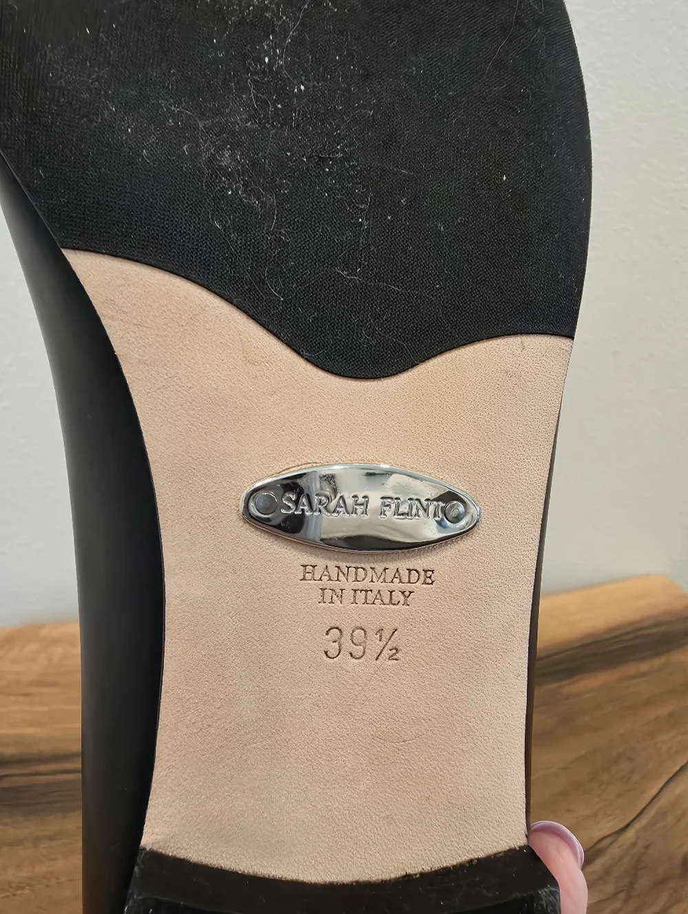 Sarah Flint Lily Ankle Tie Black Leather Flats -NWOT
